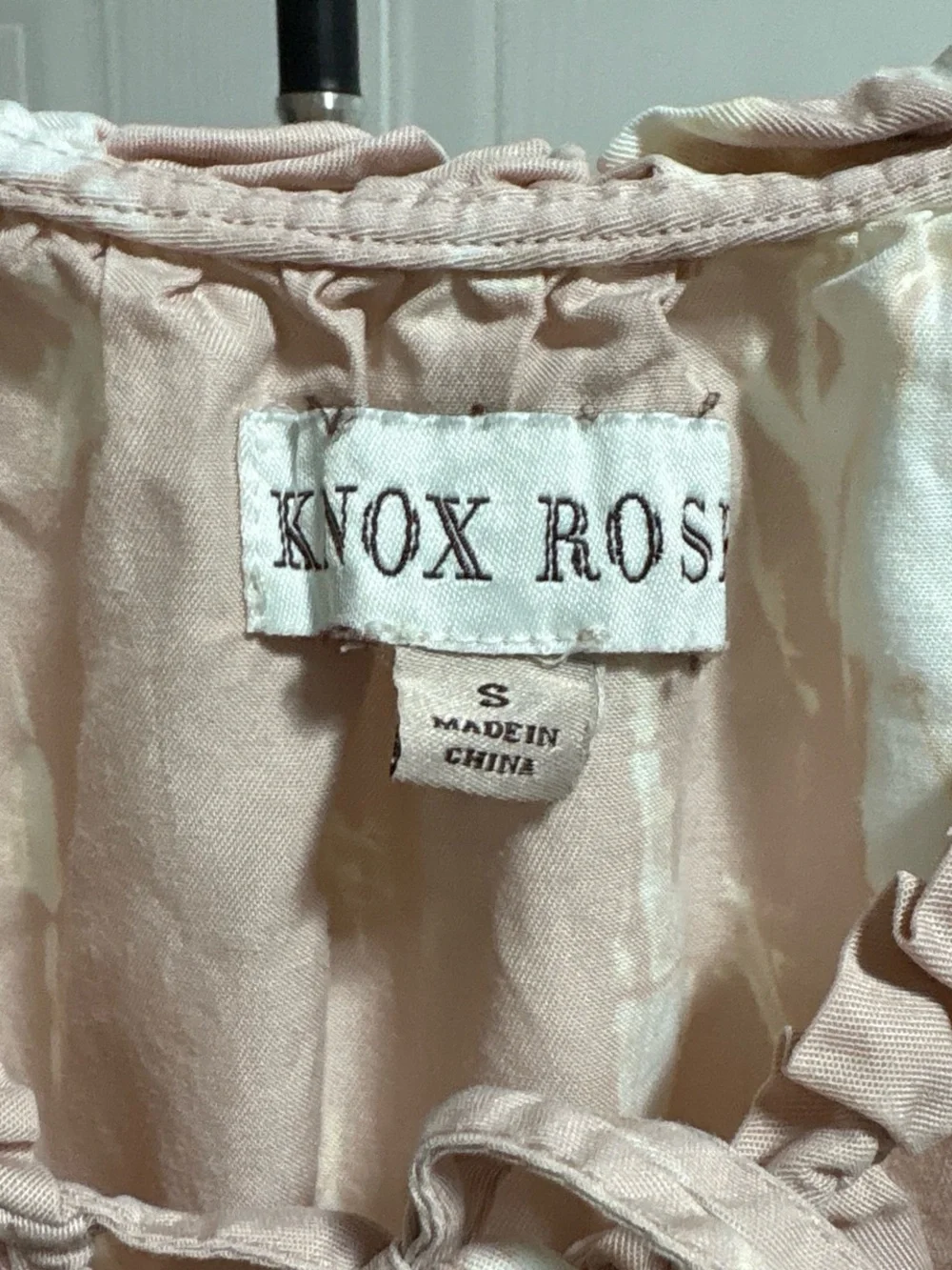 Knox Rose Blush Pink Tie-Neck Ruffle Blouse